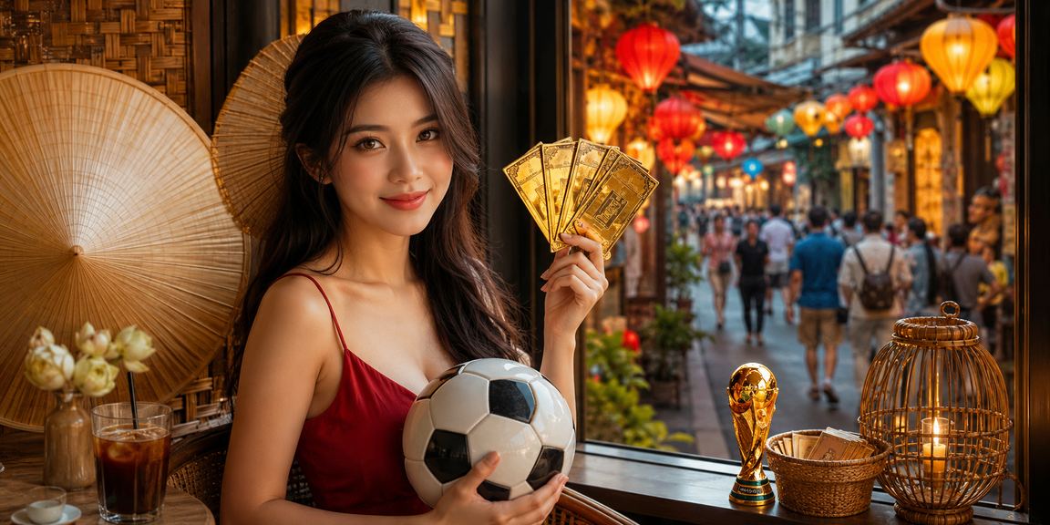 Người hâm mộ bóng đá tại Hà Nội đặt cược online trên điện thoại với nón lá truyền thống, hình ảnh văn hóa Việt Nam kết hợp cá cược thể thao