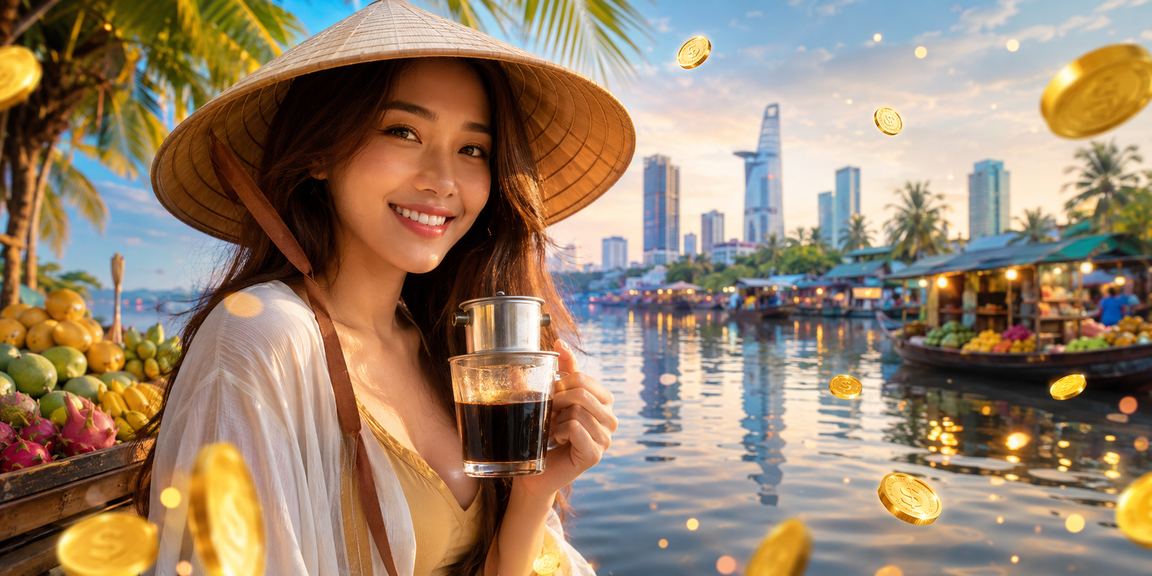 Người dùng vùng đồng bằng Mekong sử dụng ứng dụng casino trên điện thoại với nón lá truyền thống